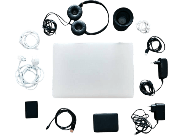 Smartphone and electronics on a clean surface